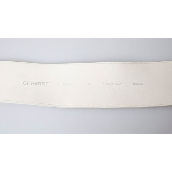 GF Ferre Off White Waxed Cotton Wide Fashion Waistband Women's Belt